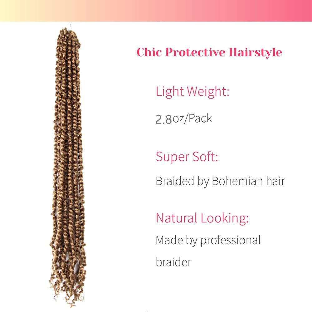 BOHOBABE The BOHOBABE 36 Inch Pre-twisted Passion Twist Hair 8 Packs Super Long Pre-looped Crochet Passion Twist Braiding Hair Soft Bohemian Twists (27#)
