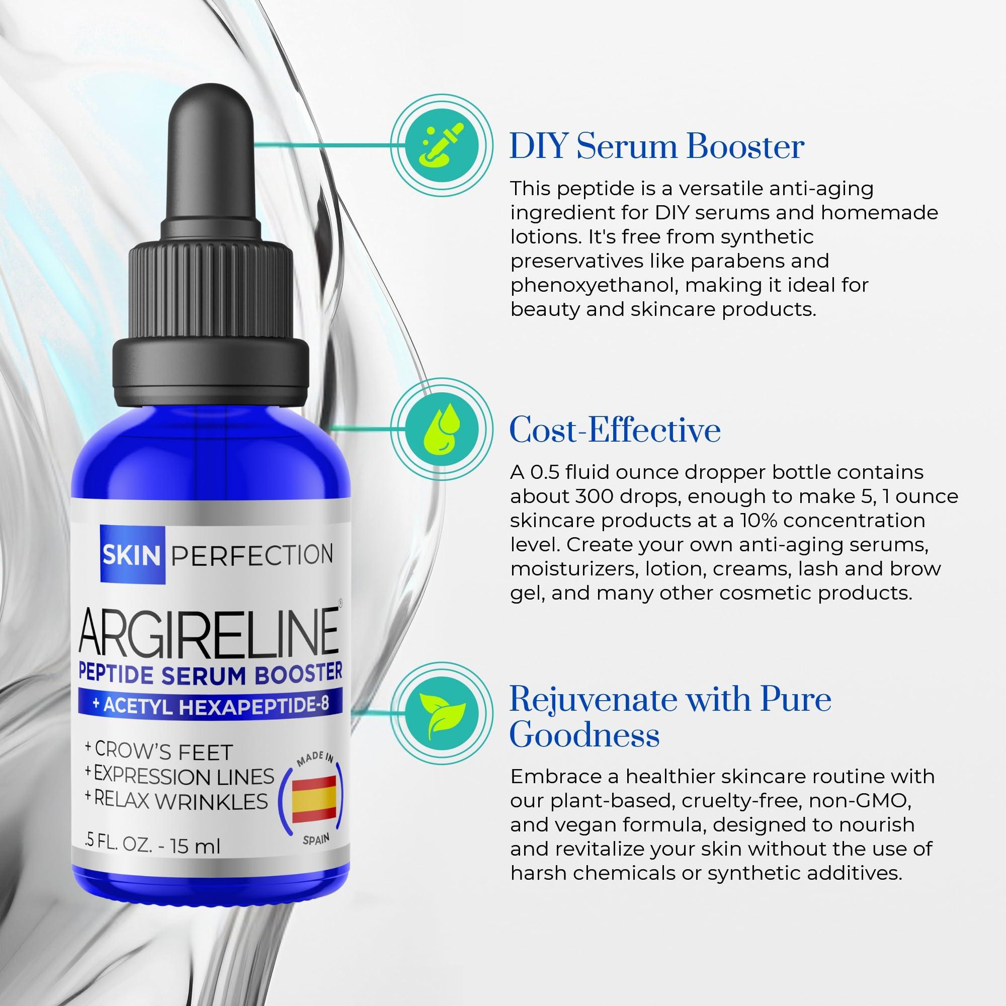 Skin Perfection Skin Perfection Argireline Serum - Peptides Serum for Face with Acetyl Hexapeptide-8 for Fine Lines & Wrinkles - Diy Anti Aging Argireline Booster Solution Mix with Any Skincare Products 0.5oz