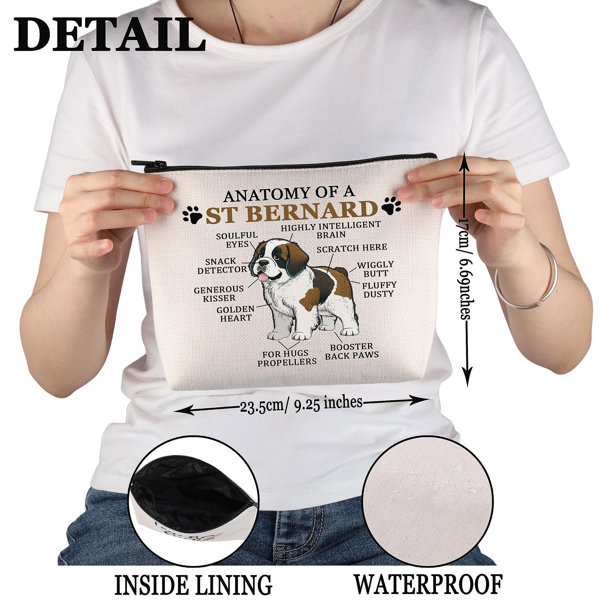 PWHAOO PWHAOO Saint Bernard Lover Gift Anatomy Of A St Bernard Makeup Bag Saint Bernard Owner Cosmetic Bag St Bernard Mom Gift Dog Lover Gift (Anatomy Of A St Bernard M)
