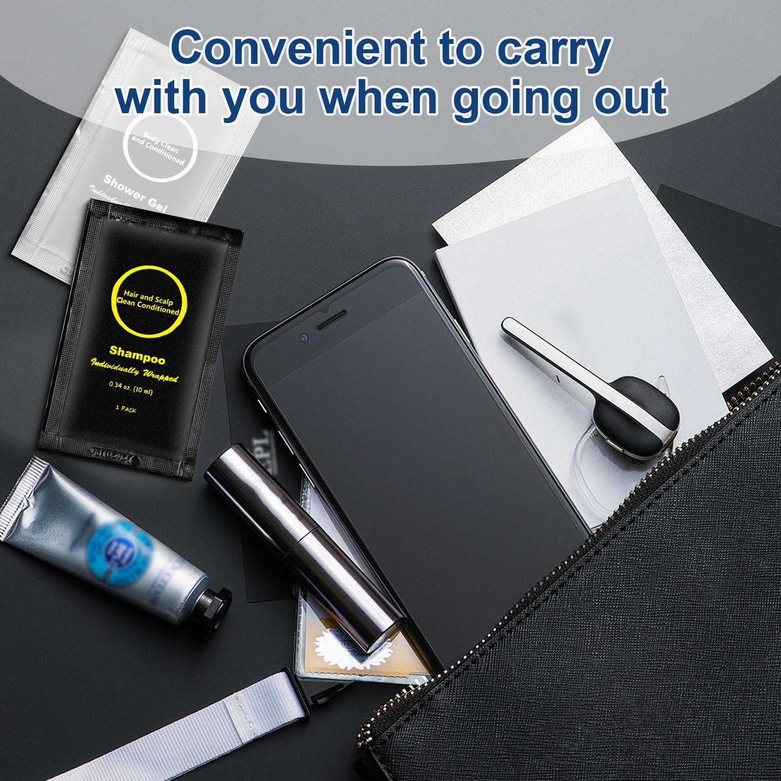 RSQAZQ RSQAZQ Travel Size Shampoo and Body Wash Bulk, Individually Wrapped Hotel Mini Shower Gel and Small Men Women Cleansing Toiletries Amenities for Hotel Guests/Vacation/Homeless 0.34 oz (100 Pack)