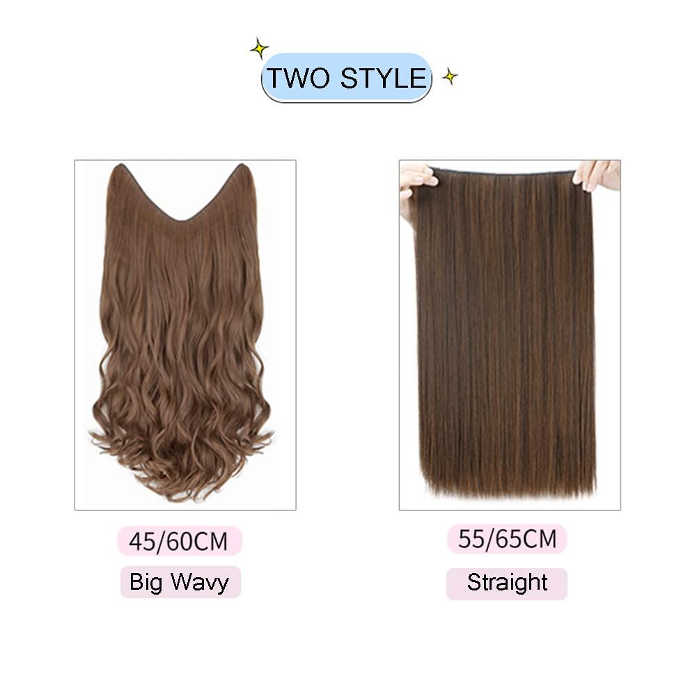 LesafeV LesafeV 3/4 Full Head Half Wig V-Shape Clip in Hair Extension One Piece Thick Hairpiece Big Wavy 45cm Light Brown