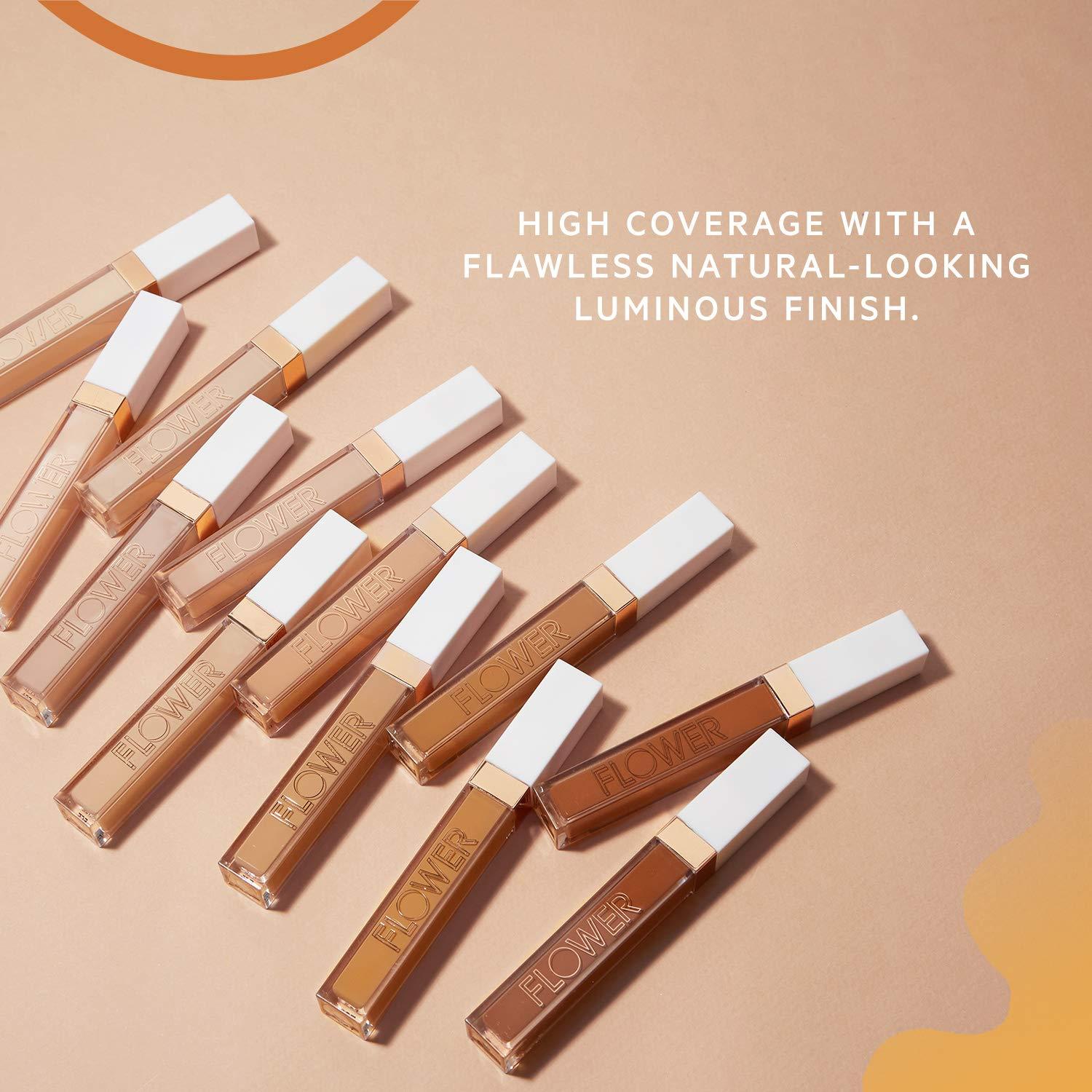 FLOWER BEAUTY FLOWER BEAUTY By Drew Barrymore Light Illusion Full Coverage Concealer - Diffuse Dark Under Eye Circles + Blurs Blemishes - Weightless Formula + Crease Proof Makeup (Deep)