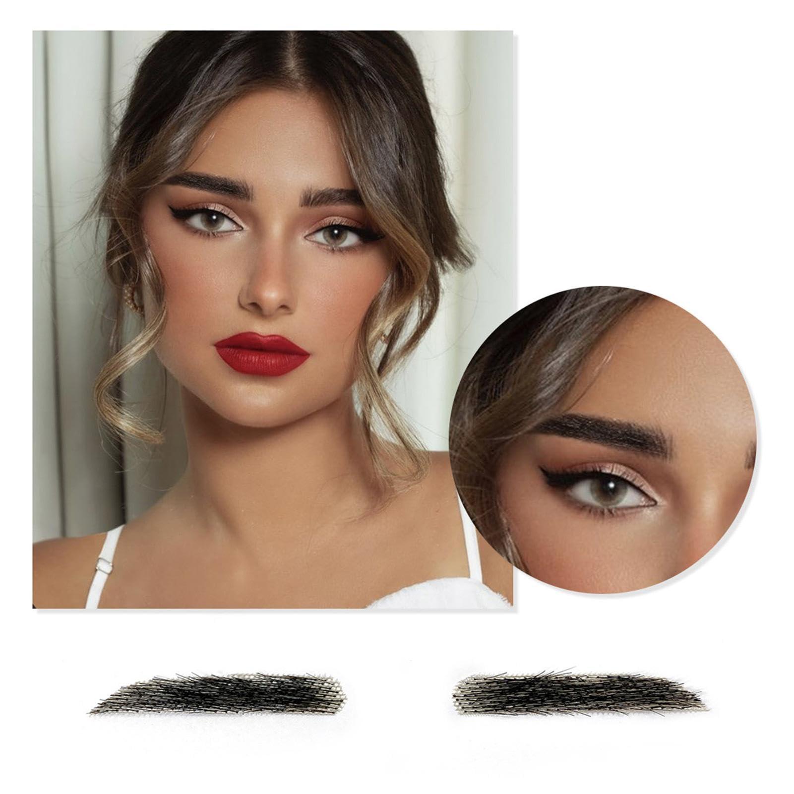 Generic False Eyebrows Human Hair - Real Hair Eye Brows | Waterproof Sticker - Long Lasting - Natural Looking Fake Eyebrow | Fake Eyebrows Hair Extensions | Eyebrows For Eyebrow Grooming Shaping