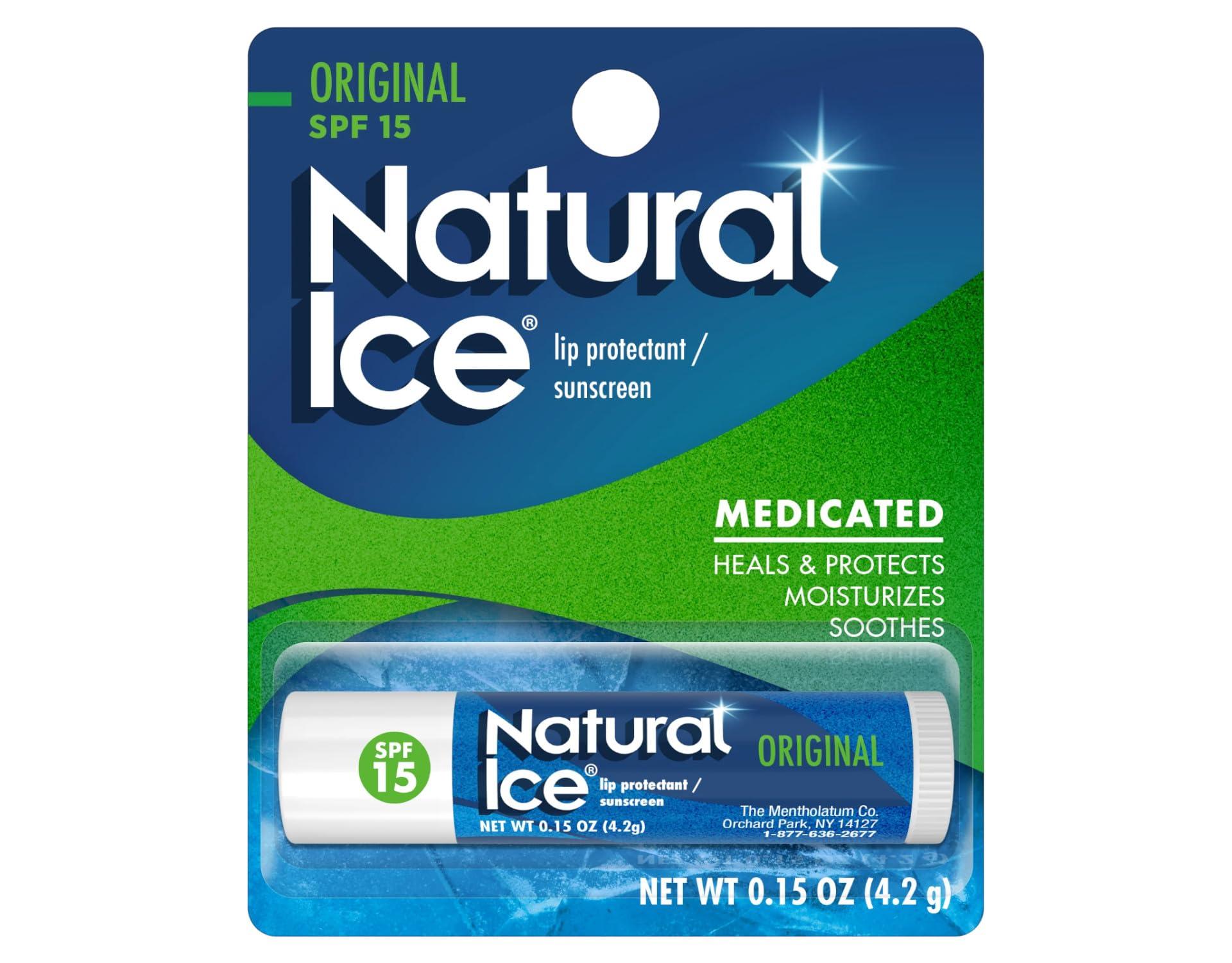 Natural Ice Mentholatum Natural Ice Medicated Lip Protectant SPF 15, Mentholatum 0.16-Ounce Tubes (Pack of 12)