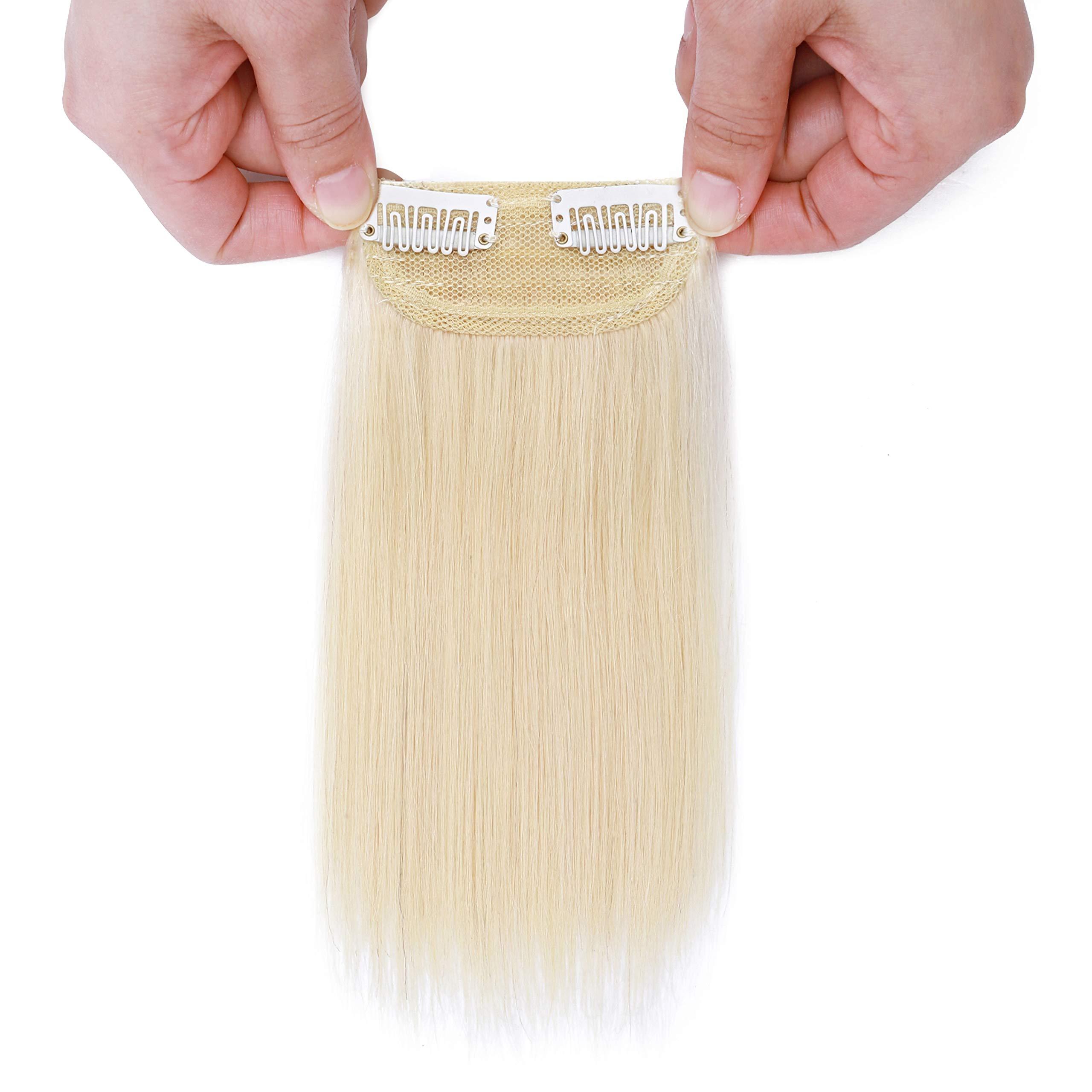 S-noilite S-noilite Short Hair Extensions Clip in Human Hair 2PCS 2 Clips Short Clip in Hairpieces Remy Hair For Women with Short Hair Adding Hair Volume 20g 6Inch-Platinum Blonde