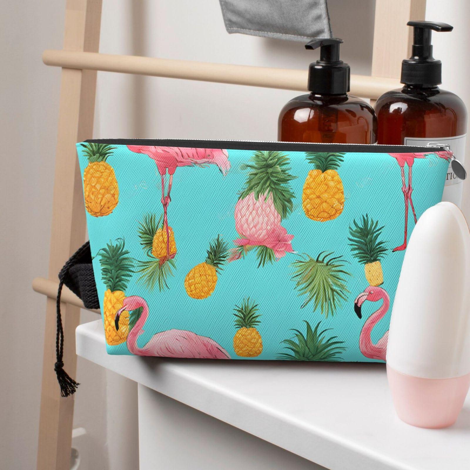 ESASAM Flamingo Printed Leather Travel Wash Bag, Stylish And Durable, Easy To Carry