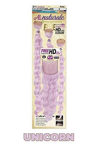Chade Fashions Inc Chade Fashions Ali Naturale Weave Ocean Wave 18", 20", 22" + HD 4X4 Closure Human Hair Blended 1 Pack Solution - AN344O5 (OT1B/30)