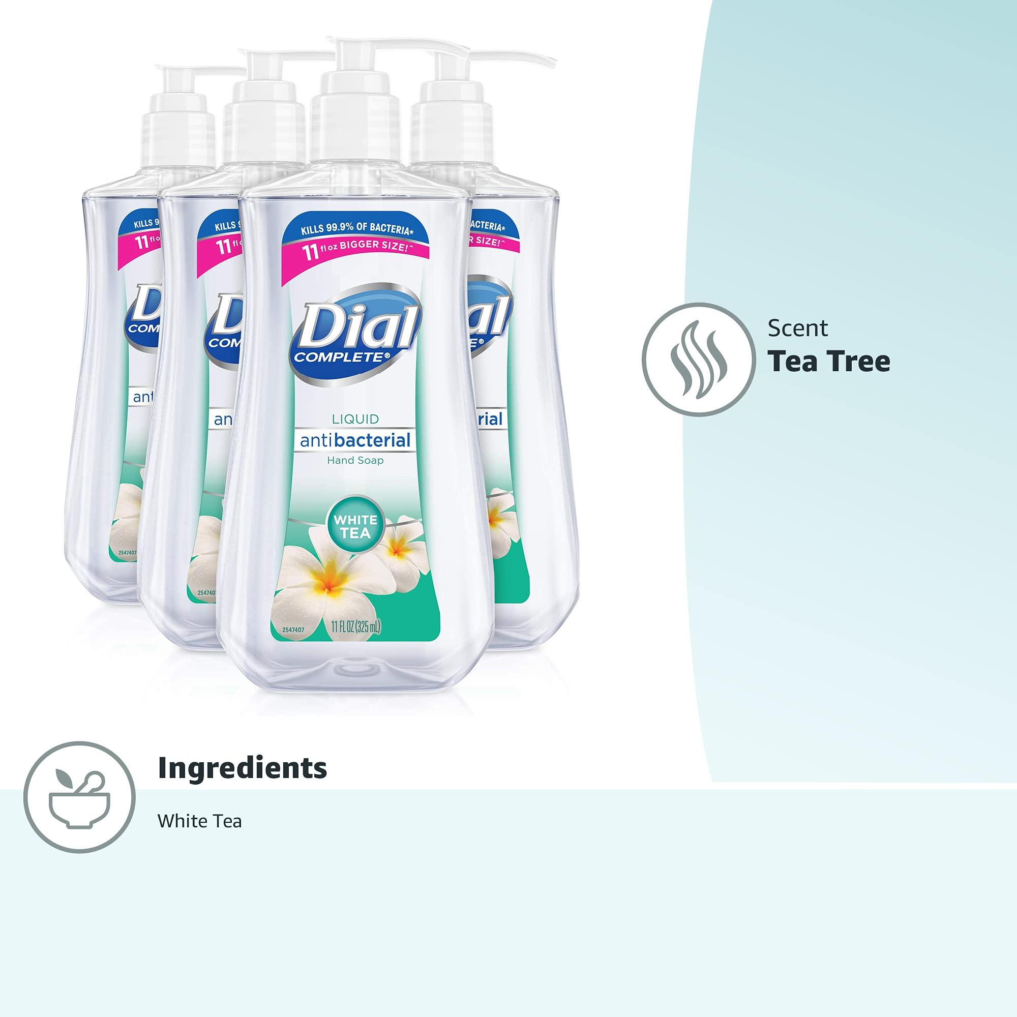 Dial Dial Antibacterial Liquid Hand Soap, White Tea, 11 fl oz (Pack of 4) & Antibacterial Liquid Hand Soap, Gold, 11 fl oz (Pack of 4)