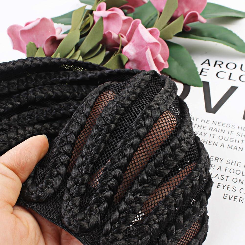 Ipetboom Ipetboom 2pcs Black Braided Wig Cap For Crochet Breathable Cornrow Wig Making Caps Cornrow Wig Cap Braid Headgear for Easier Sew
