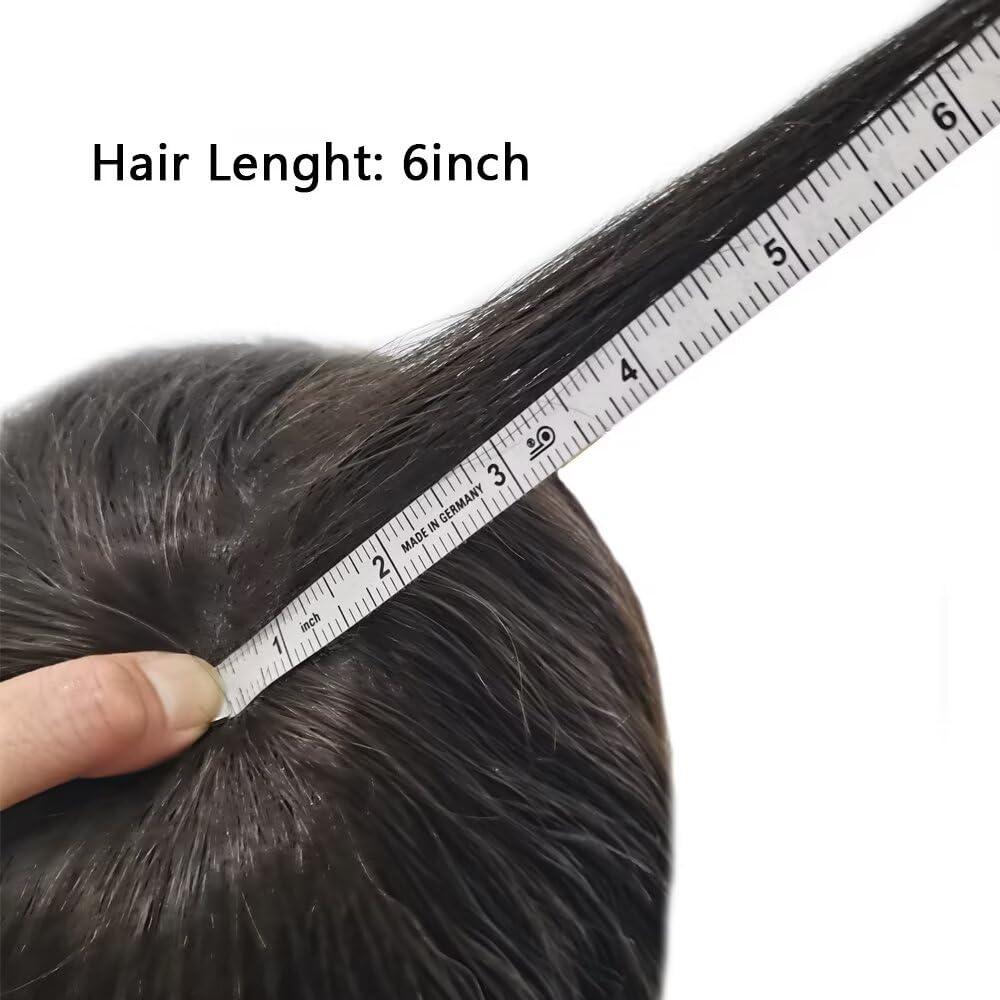 JUST HAIR Super Thin Skin Mens Toupee 0.03mm Ultra Thin PU Toupee for Men Hair System V-Looped Mens Hairpiece Natural Hairline Prosthesis Human Hair Replacement 8X10\"-100% density#220 Darkest Brown+20% Gray