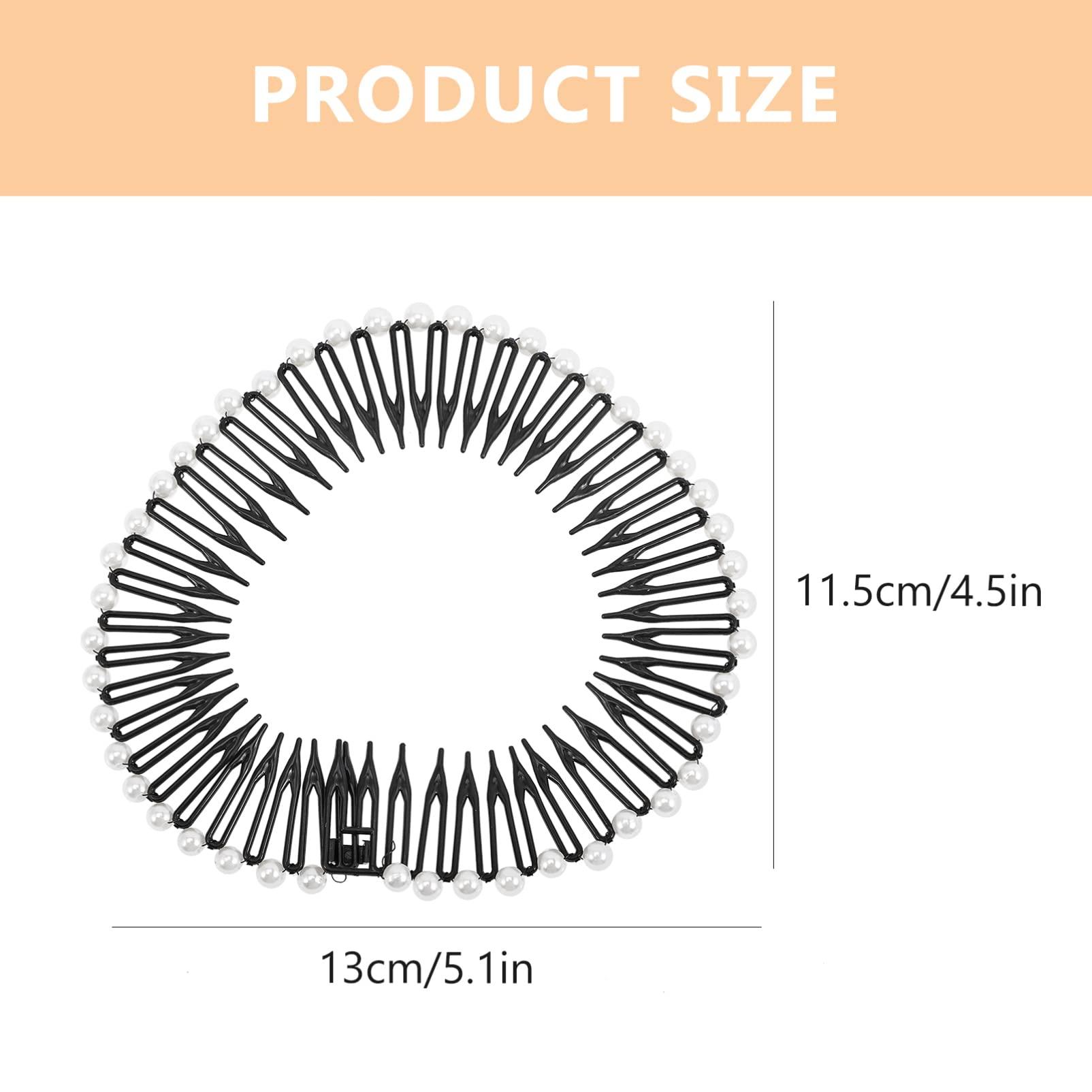 LALAFINA LALAFINA 90s Headband 6Pcs Full Circular Stretch Comb Flexible Plastic Circle Pearl Hair Comb Headband Hairband Holder for Women Girls Headbands