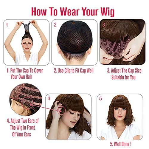 R REEWES FASHION HAIR REEWES Mens Dark Brown Wig Short Men Wig Curly Men's Wig with Side Swept Bangs Natural Synthetic Full Wig for MaleDaily Party Costume Cosplay Wear