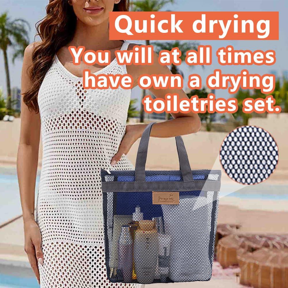 Rotema Rotema Mesh Shower Bag with Zipper,11.8x9.8Inches Small Pool Bag,Shower Bags for Men WomenGym Bag Essentials,Camping Toiletry Bag(1pack, navy blue)