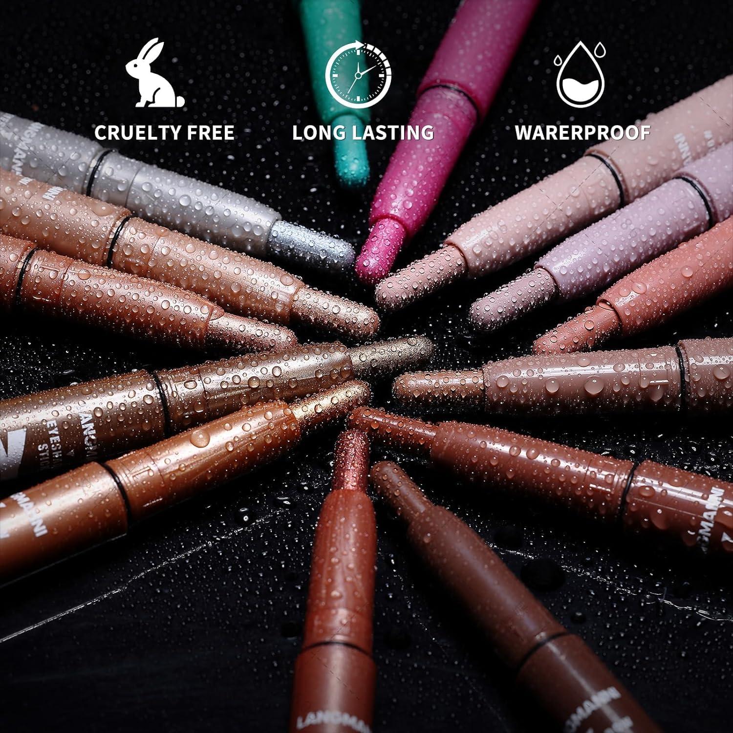 LANGMANNI LANGMANNI Eyeshadow Stick, 6 PCS Waterproof Multi-Color Eyeshadow Pen Set, Creamy Long-Lasting Eye Makeup Kit, Natural & Shimmer Shades Contour Stick, Perfect Gifts For Women (#B)