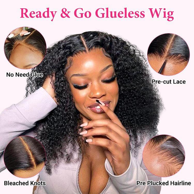 west kiss west kiss Hair Ready And Go Glueless Wigs Human Hair Pre Plucked Curly Lace Front Wig Human Hair Glueless Wigs Human Hair Pre Plucked Pre Cut 4x7 Lace Closure Pre Cut Glueless Wigs For Women 18 Inch