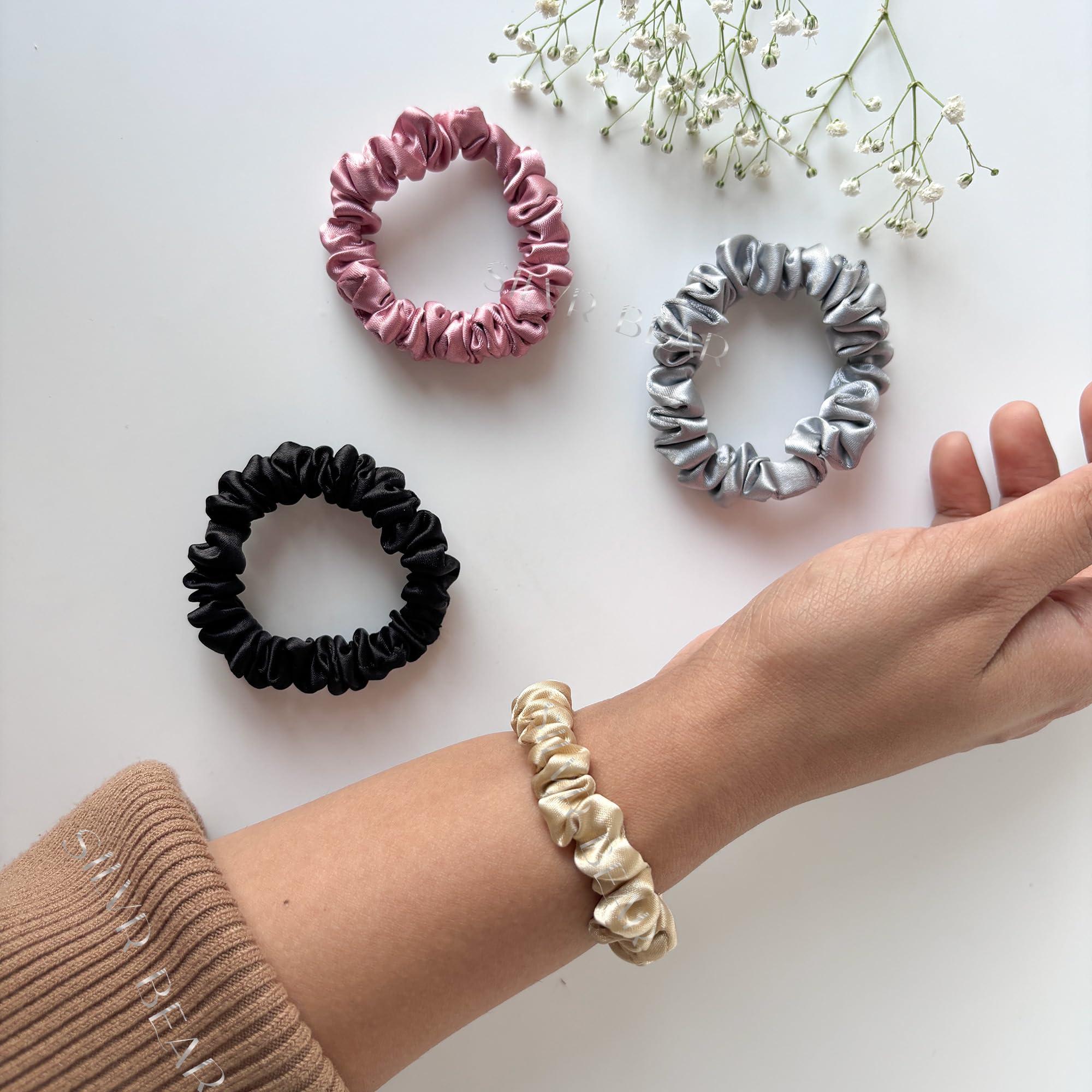 Silvr Bear SILVR BEAR Luxury Satin Scrunchies, Satin Hair Ties for Thick, Thin & Curly Hair, Scrunchies for Women, Girls & Men Softer than Silk Hair Ties (Classic Skinny)