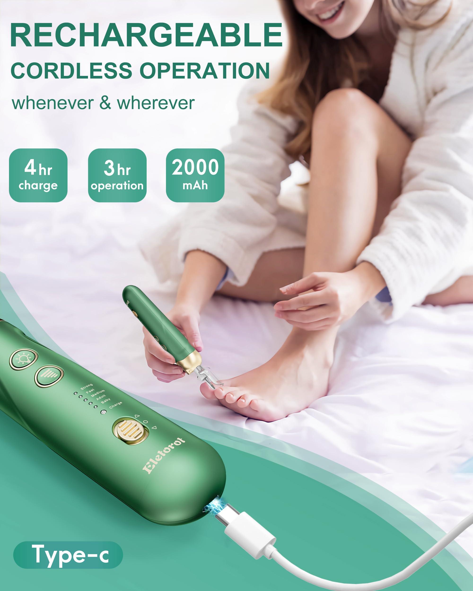 Eletorot Professional Manicure Pedicure Nail File Kit: Eletorot 8 in 1 Electric Nail File Set, Cordless Pedicure Tools for feet, 5 Speeds Manicure Set, Toe Nail Grinder Kit for Thick Nails