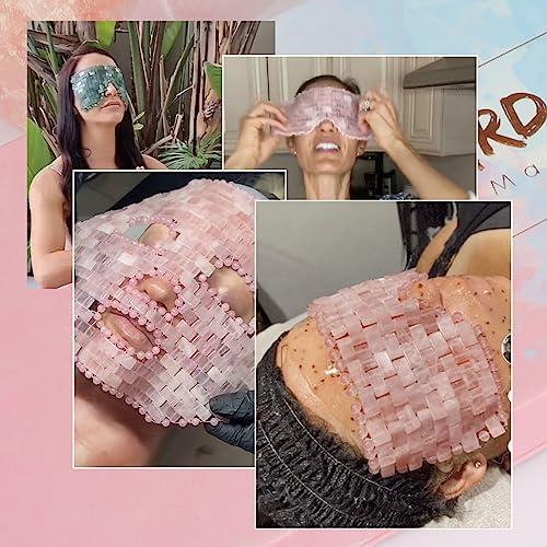 ideayard ideayard Rose Quartz Eye Mask, Cooling Jade Eye Mask 100% All Natural Crystal Eye Mask for Facial