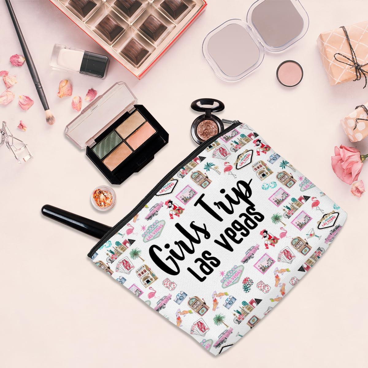EIXU Las Vegas Lover Gifts Makeup Bag Cosmetic Bag Girls Trip Gifts Favors Girls Weekend Gifts Las Vegas Travel Souvenir Merch Birthday Friendship Gifts for Women Daughter Traveller Birthday Christmas