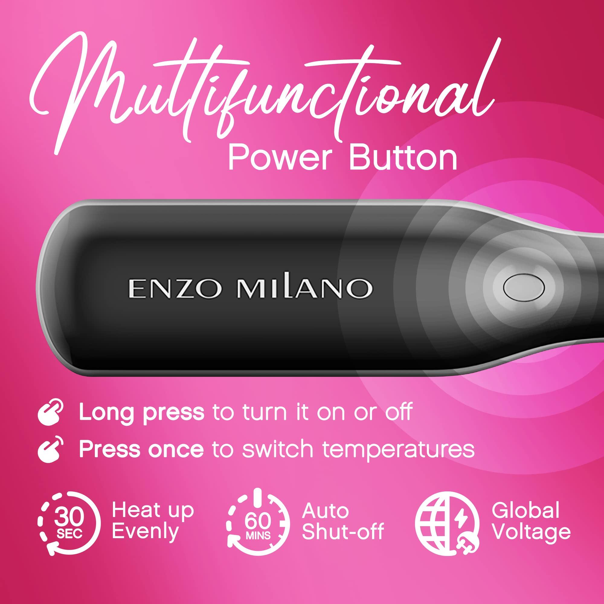 ENZO MILANO Enzo Milano - SX ENZOcool Professional 2-in-1 Hot Comb for Thick and Thin Hair, Close-to-Root Heating Straightener & Curler for Wavy Styles