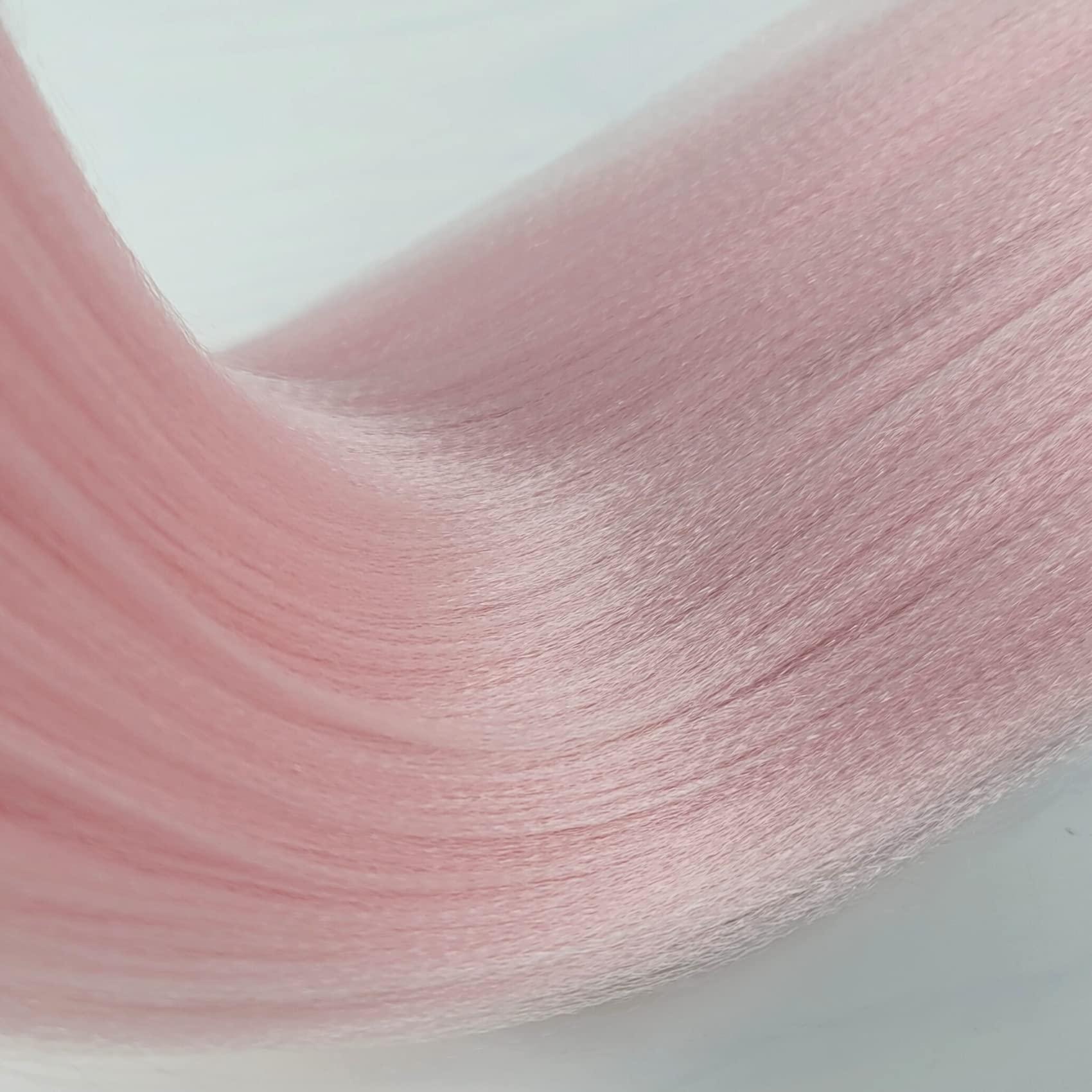 Gozill Baby Pink Braiding Hair Pre Stretched Knotless Braiding Hair 26Inch Pink Fake Hair for Braiding (Pack of 3)