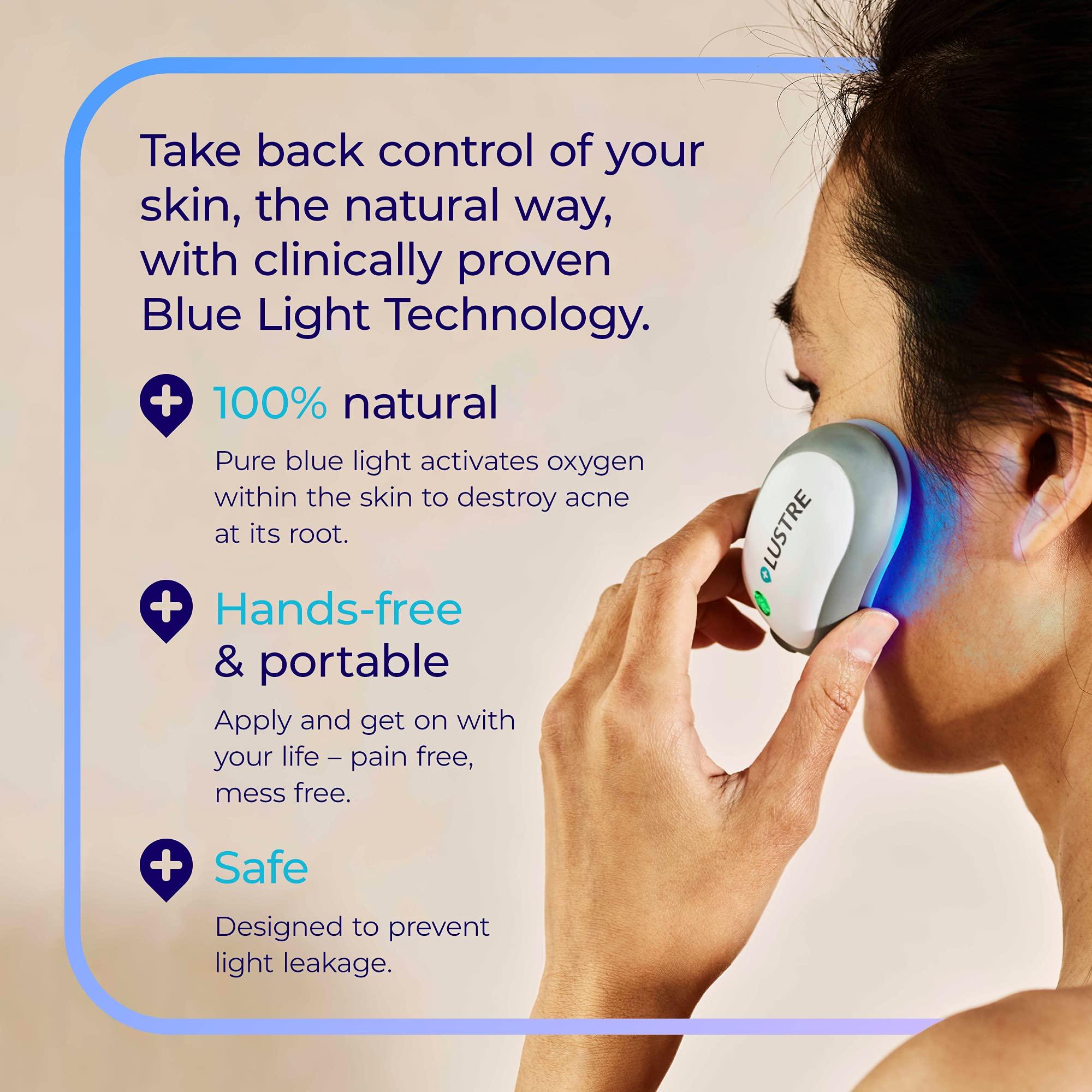 Lustre ClearSkin LUSTRE ClearSkin Solo - Blue Light Acne Treatment Device, UV-Free & Wireless | LED Therapy for Face and Body Acne, Spots and Blemishes |