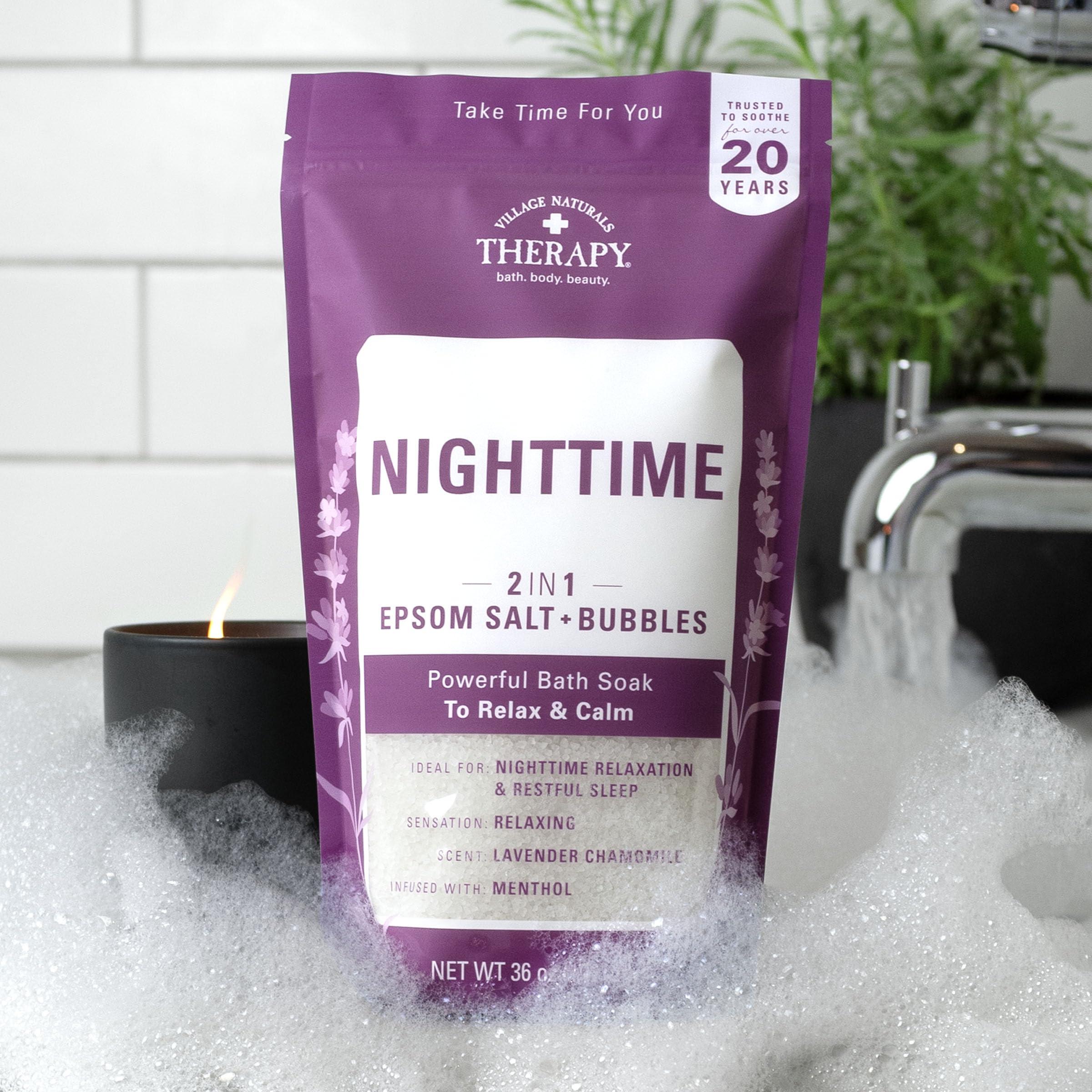 Village Naturals Therapy Village Naturals Therapy, Nighttime Foaming Epsom Soak, 36 Oz, Pack of 3