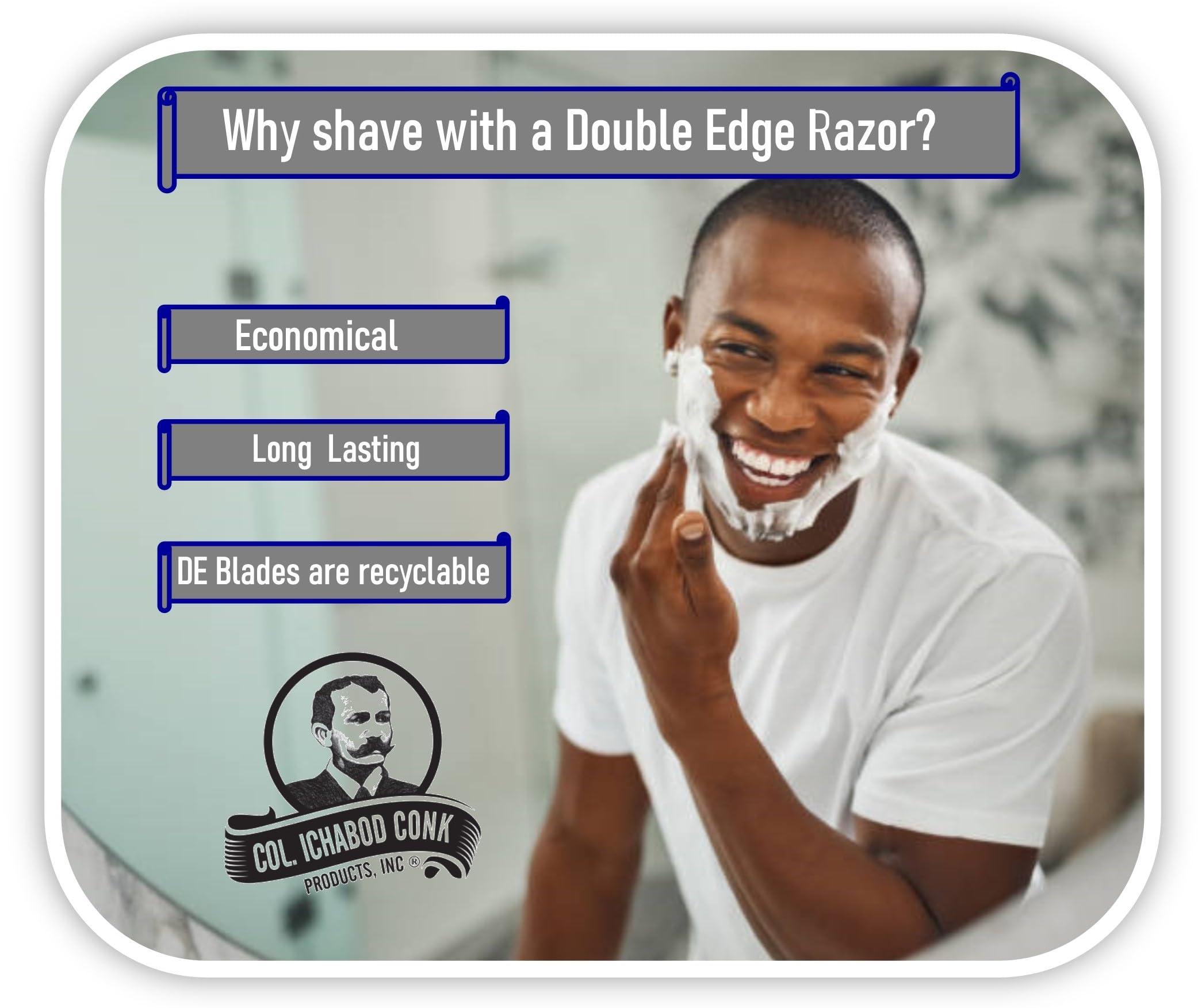 Col. Conk Products, Inc. Col. Conk Products, Inc. Model 713 "Liuetenant" 3-Piece Safety Razor with Long Handle. 69g Total Weight Gives A Close and Efficient Shave. Accepts All DE Blades