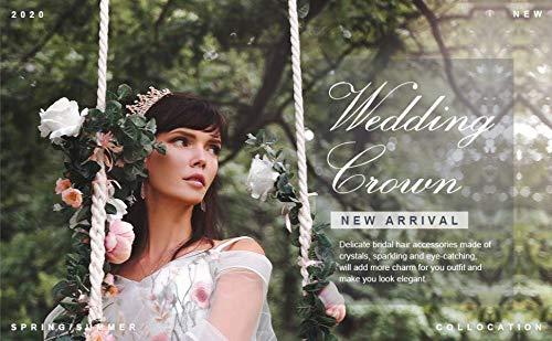 Blufly Blufly Baroque Queen Crown and Tiara Bronze Crystal Princess Crowns Dolce Diadem Bridal Wedding Headband Handcrafted Bejeweled Hair Ornament Crown for Women and Girls (B)