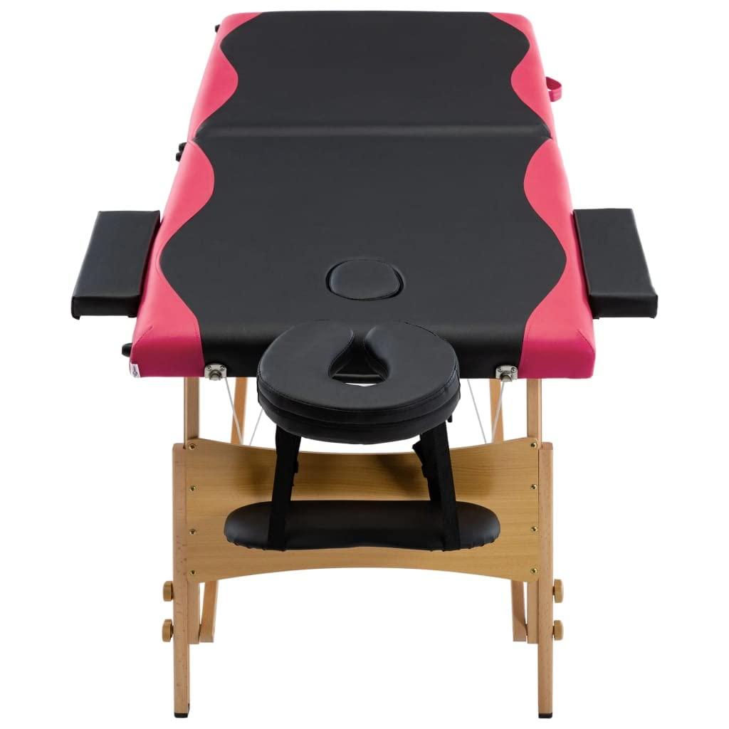 CUMYZO CUMYZO Foldable Massage Table 2 Zones Wood Black and Pink,Health & Beauty Personal Care Massage & Relaxation Massage Tables