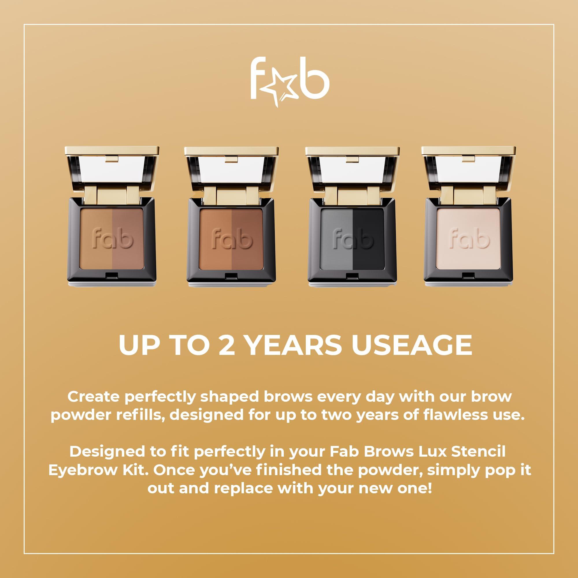 Fab Brows Lux Eyebrow Kit Refill Powder - Soft and Natural Eyebrow Definition for Slate/Black Brows On-The-Go
