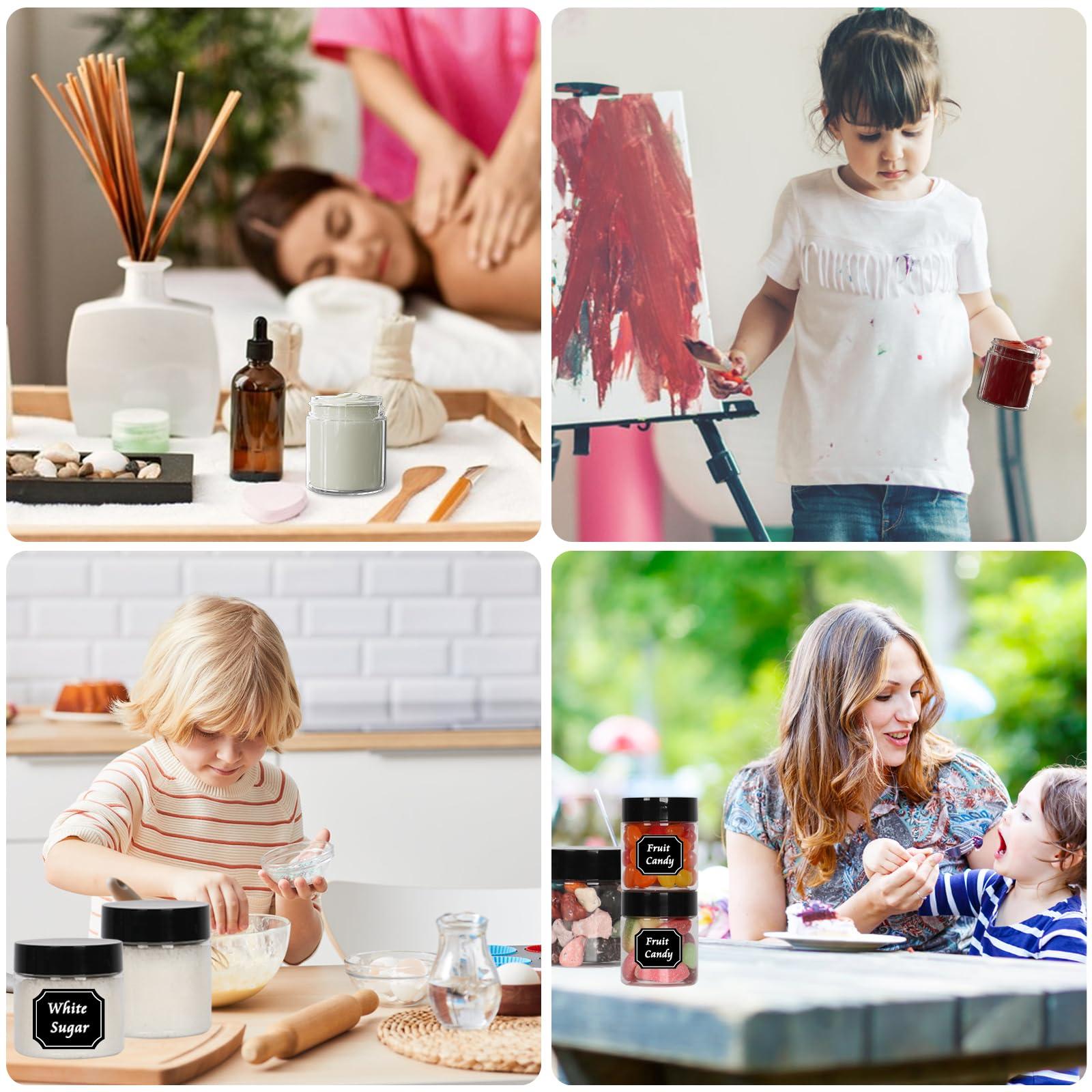 Betrome 4 oz Clear Plastic Round Jars with Black Lids, 50pcs 4oz 120ml Leak-Proof Wide-Mouth Cosmetic Storage Containers for Kitchen Use, Beauty Products, Cream, Scrubs, Bath Salt and More