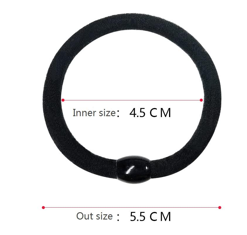 glossy bird Black Hair Ties with plastic ball,50 Pcs Elastic Hair Ties for Women Girls, No Metal No Slip Hair Bands Hair Elastics Ponytail Holders for Thick Hair Medium Hair GB-JX018