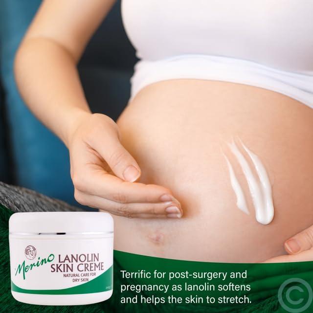 Merino Skin Care Dry Skin Lanolin Cream for Cracked Heels, Elbows and Soft Hands (500g/17.63 oz) Large Jar