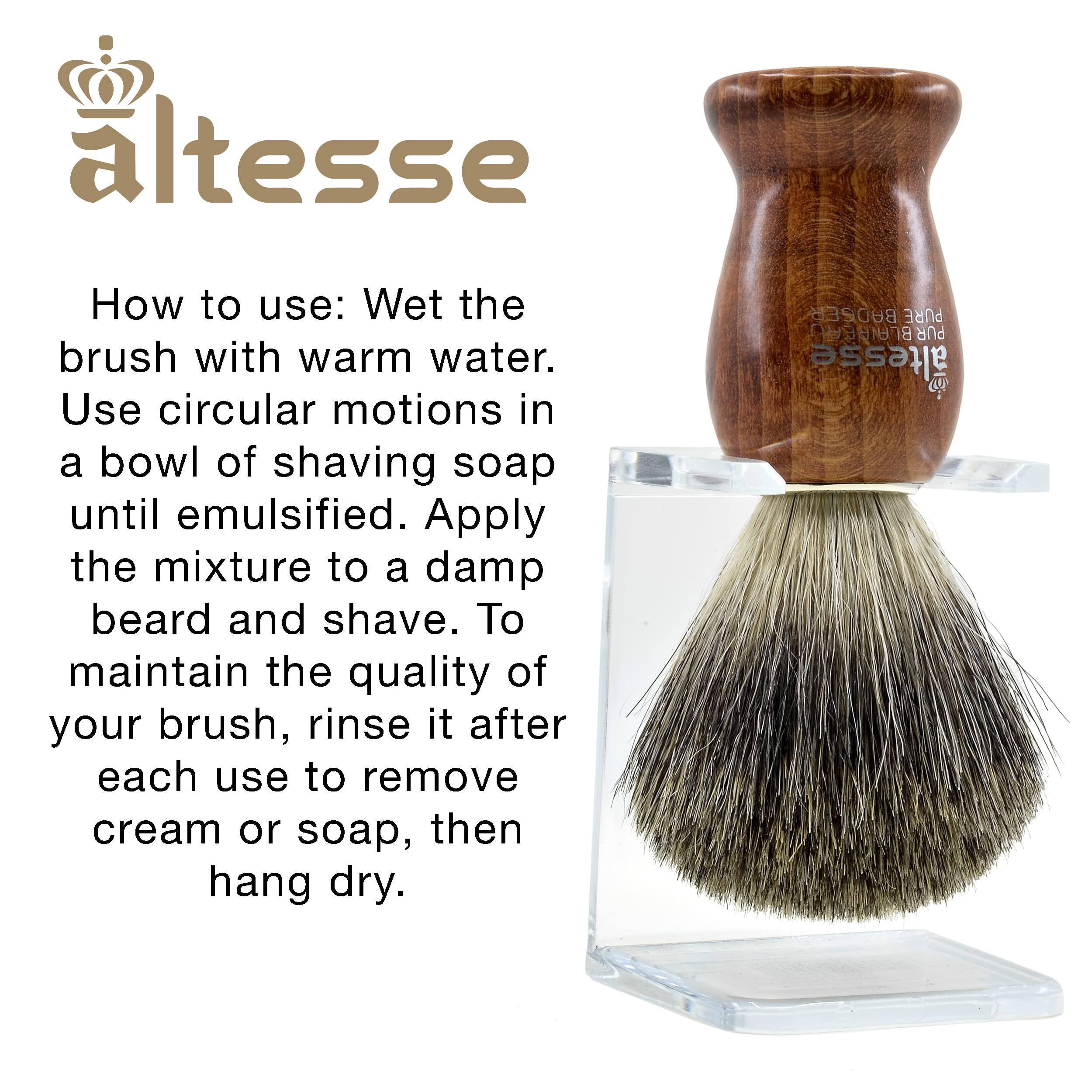 Altesse Altesse 78310 Russian Grey Badger Shaving Brush for Shave Cream, Shaving Soap, Shaving Cream Foam and Lather for Wet Shave With Shaving Razor, Safety Razor, and Straight Razor. Made in France