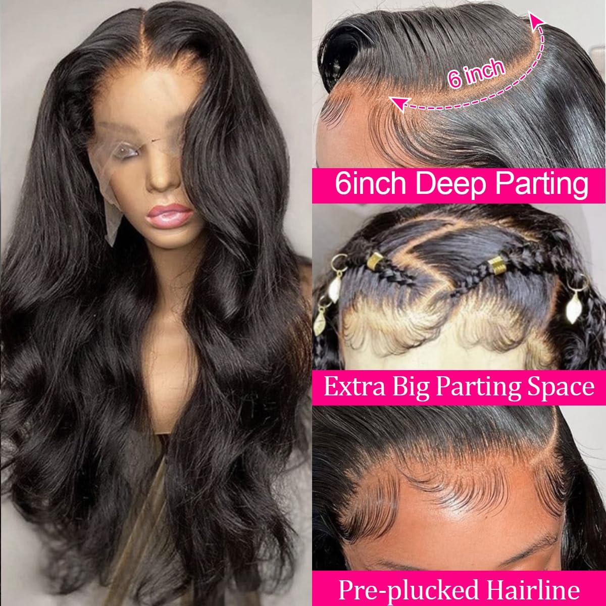 Worldnewhair Worldnewhair 13x6 Body Wave Lace Front Wigs Human Hair HD Lace Frontal Wig for Women 18 Inch Glueless Wigs Pre Plucked Natural Black Human Hair Lace Front Wigs Body Wave Human Hair Wigs 180 Density