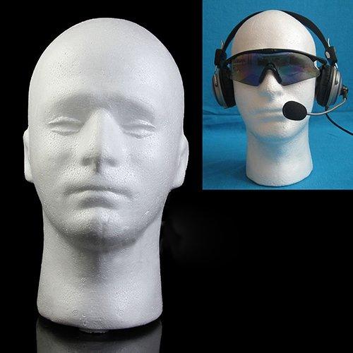 Connoworld Connoworld Male Styrofoam Foam Head Model Professional Bald Manikin Mannequin Head Hat Wig Hair Jewelry Headset Glasses Display Stand Tool White