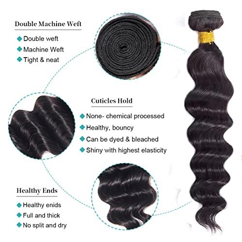 Vallbest Vallbest Bundles Human Hair Loose Deep Wave Bundles 24 26 28 30 inch Loose Deep Wave 4 Bundles Human Hair 10A Grade Unprocessed Brazilian Virgin Hair Bundles for Black Women