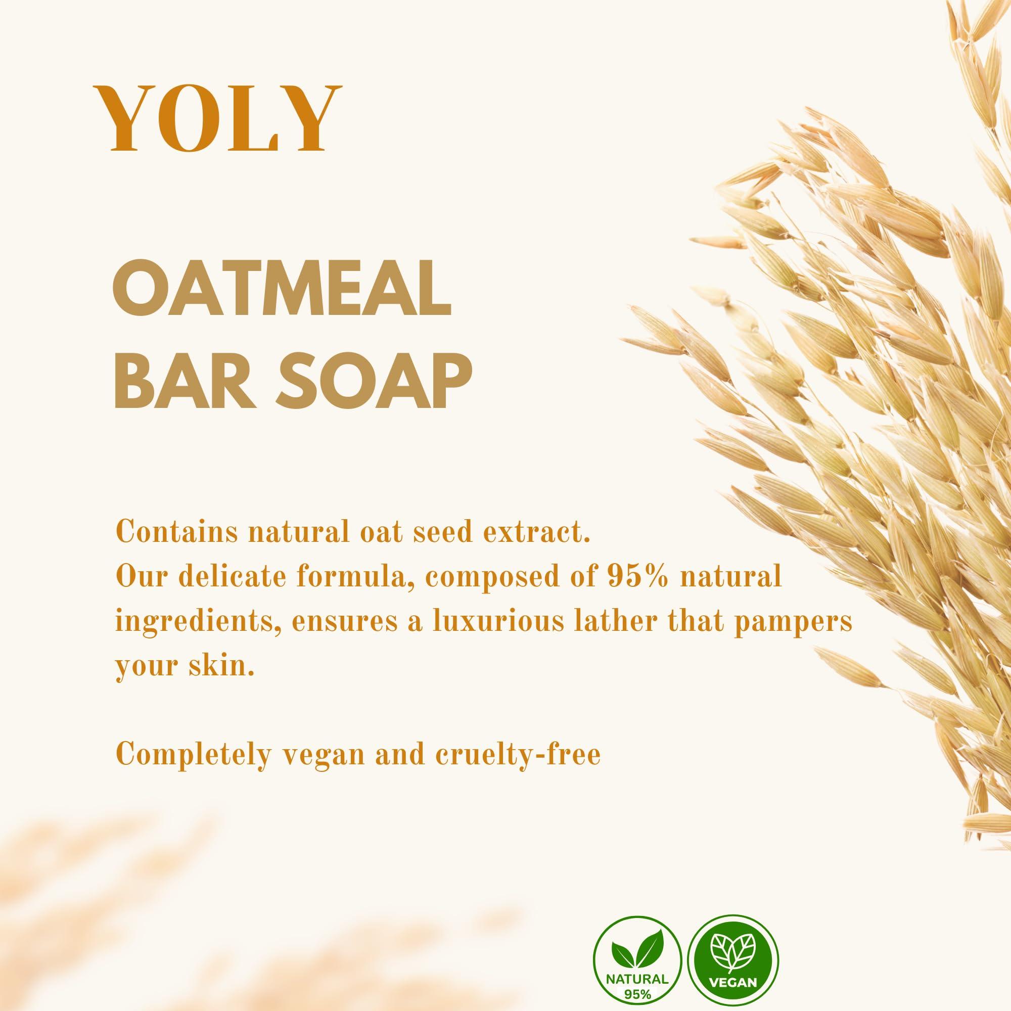 YOLY YOLY Oatmeal Bar Soap (90 g, Pack of 4) - 95% Natural, Vegan-Friendly Moisturizing Soap for Silky Smooth Skin