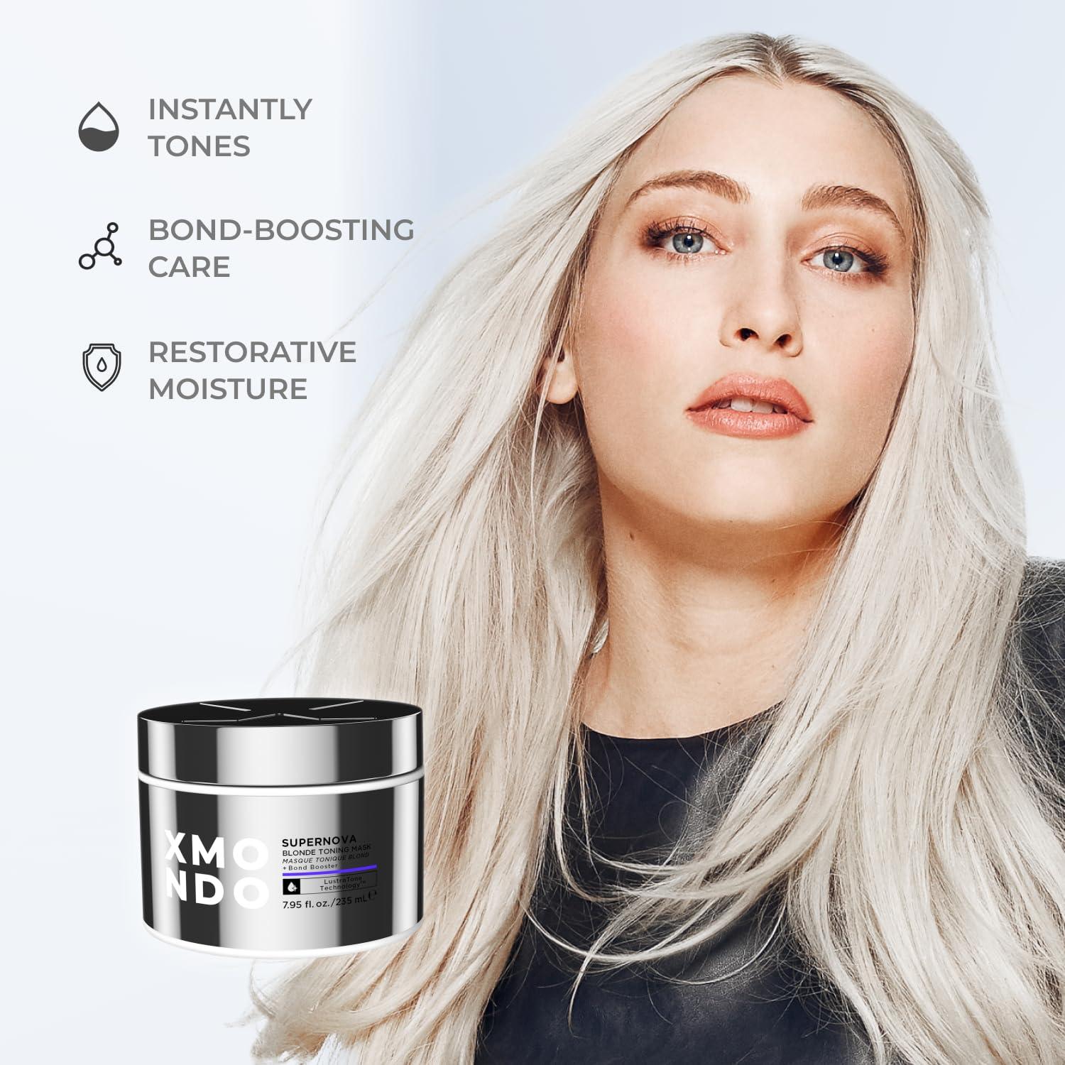 XMONDO XMONDO Hair Supernova Blonde Toning Reparative Mask, Vegan Formula with Jojoba Oil, Reducing Brassy and Yellow Tones on Blonde, Highlighted, and Gray Hair Colors, 8 Fl. Oz