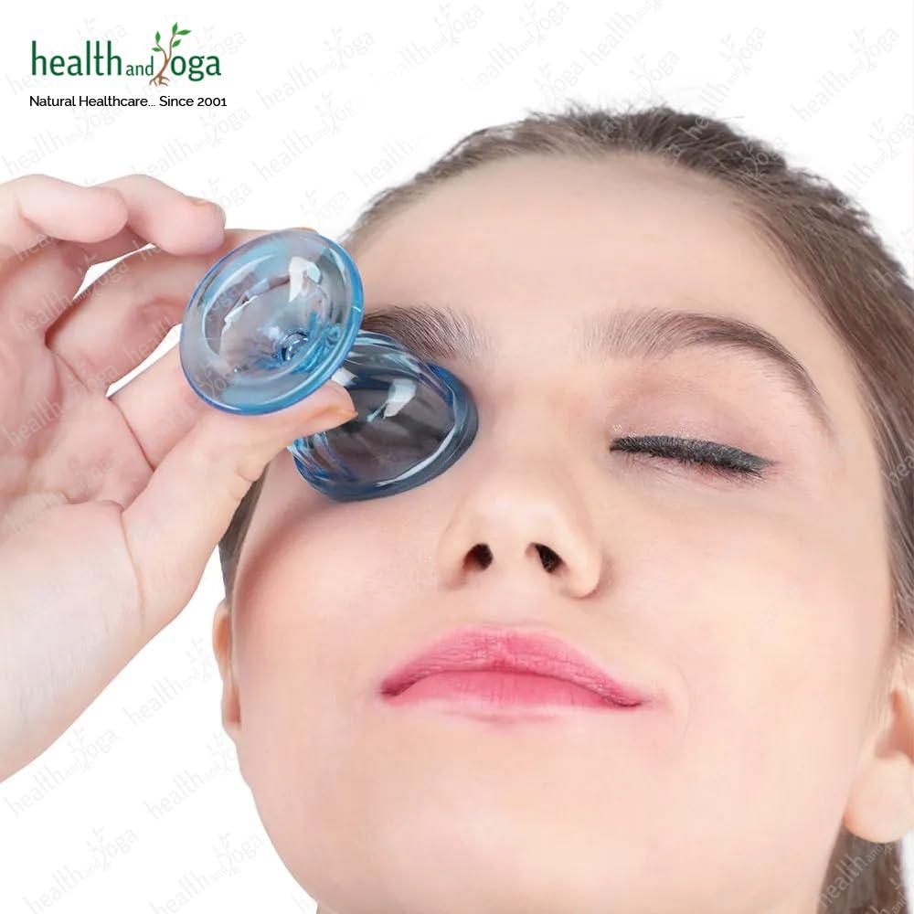 SoulGenie HealthAndYoga ChillEyes Colored Eye Wash Cups for Effective Eye Cleansing - with Storage Container - Eye Shaped Rim, Snug Fit (2 Pcs.)(Blue)