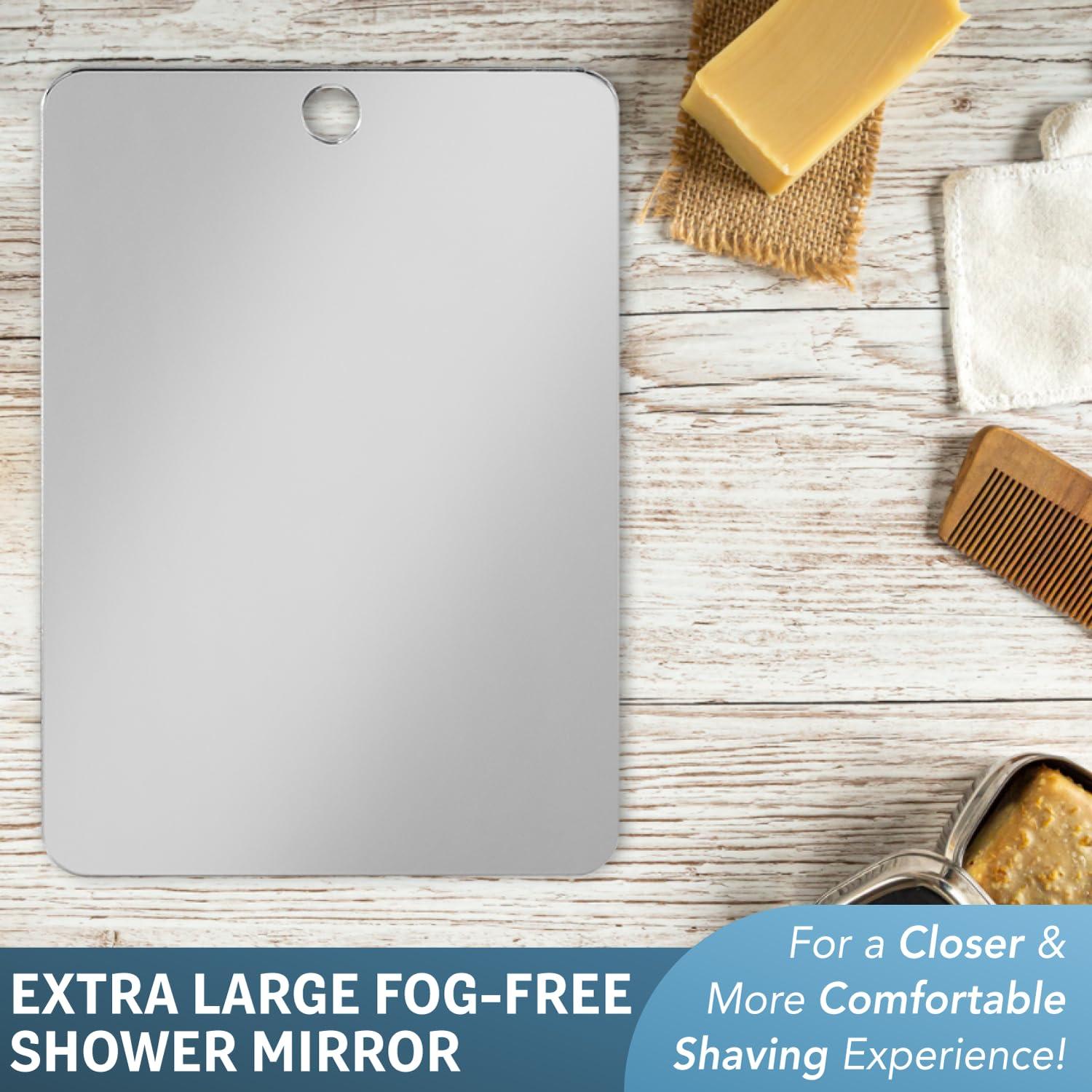 The Shave Well Company The Shave Well Company XL Anti-Fog Shaving Mirror | Fogless Hanging Bathroom Shower Mirror with Handheld Option for Men and Women | Fog Free & Includes Long-Lasting Removable Adhesive Hook