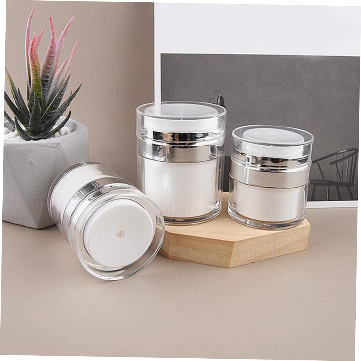 FOMIYES FOMIYES 4 Pcs Press Cream Jar airless Jars for Cosmetics airless Lotion Pump Bottle Pump Bottle Dispenser Pressing Type Bottle Cream Pump Dispenser jar pp Liquid Pump Acrylic Travel White