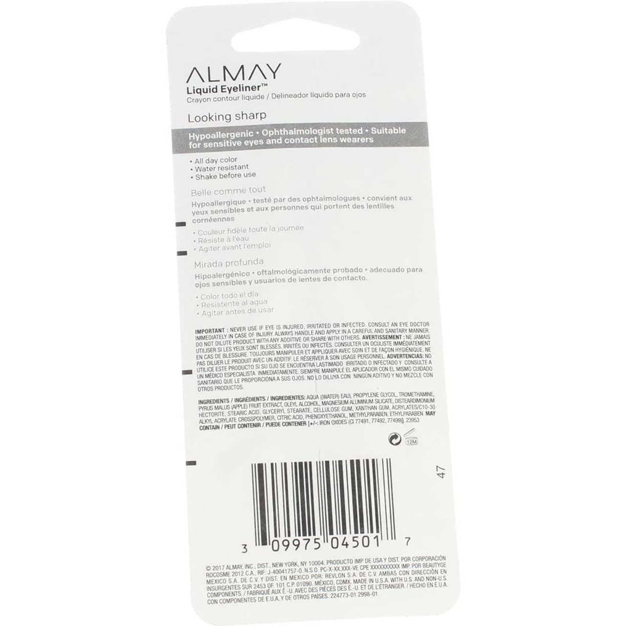 Almay Almay Liquid Eyeliner, Black [221] 0.1 oz (Pack of 5)