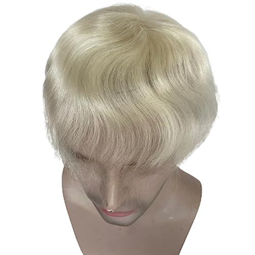 Voloria Voloria Bald Spot Hair Patch Toupee for Men 3.15x3.15inches Full PU Skin Base Cover-up Hair Patches Pieces Human Hair Topper Reaplcement Systems Hairpiece White Color