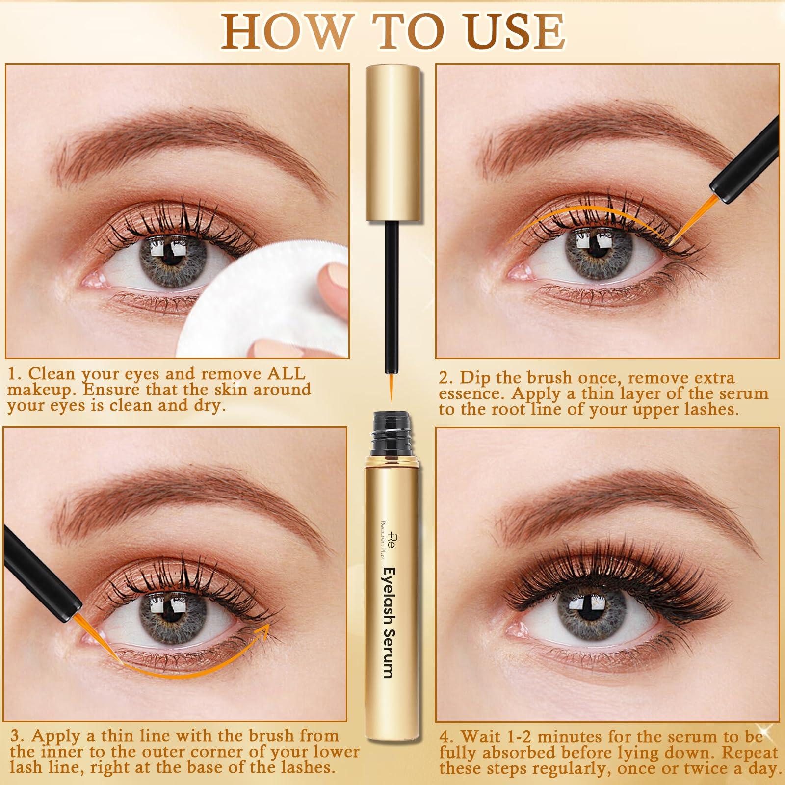 Recuren Plus Eyelash Growth Serum for Eye Lash: Advanced Formula for Enhancing Longer, Thicker Lashes 5ML (Matte Gold) (Rose Gold)