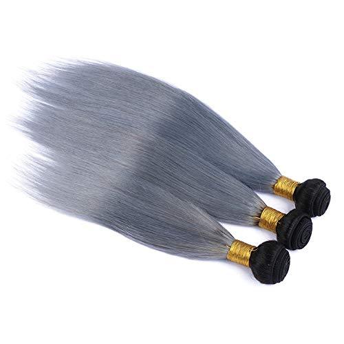 Tony beauty hair Tony Beauty Hair 8A Ombre Silver Grey Silky Straight With Closure 3 Bundles 100% Brazilian Virgin Human Hair #1B/Grey Dark Root Ombre And Freestyle Lace Closure(20" 20" 22" With 18")