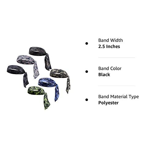 ONEYE ONEYE 6 Pieces Head Tie Headbands for Men Women Sport Tie Back Bandanas Camo Hair Band Athletic Sweatbands for Tennis Running Ninja Karate Basketball