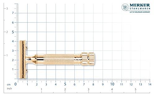 MERKUR Merkur Classic 2-Piece Double Edge Safety Razor Gold Plated, 1 Count