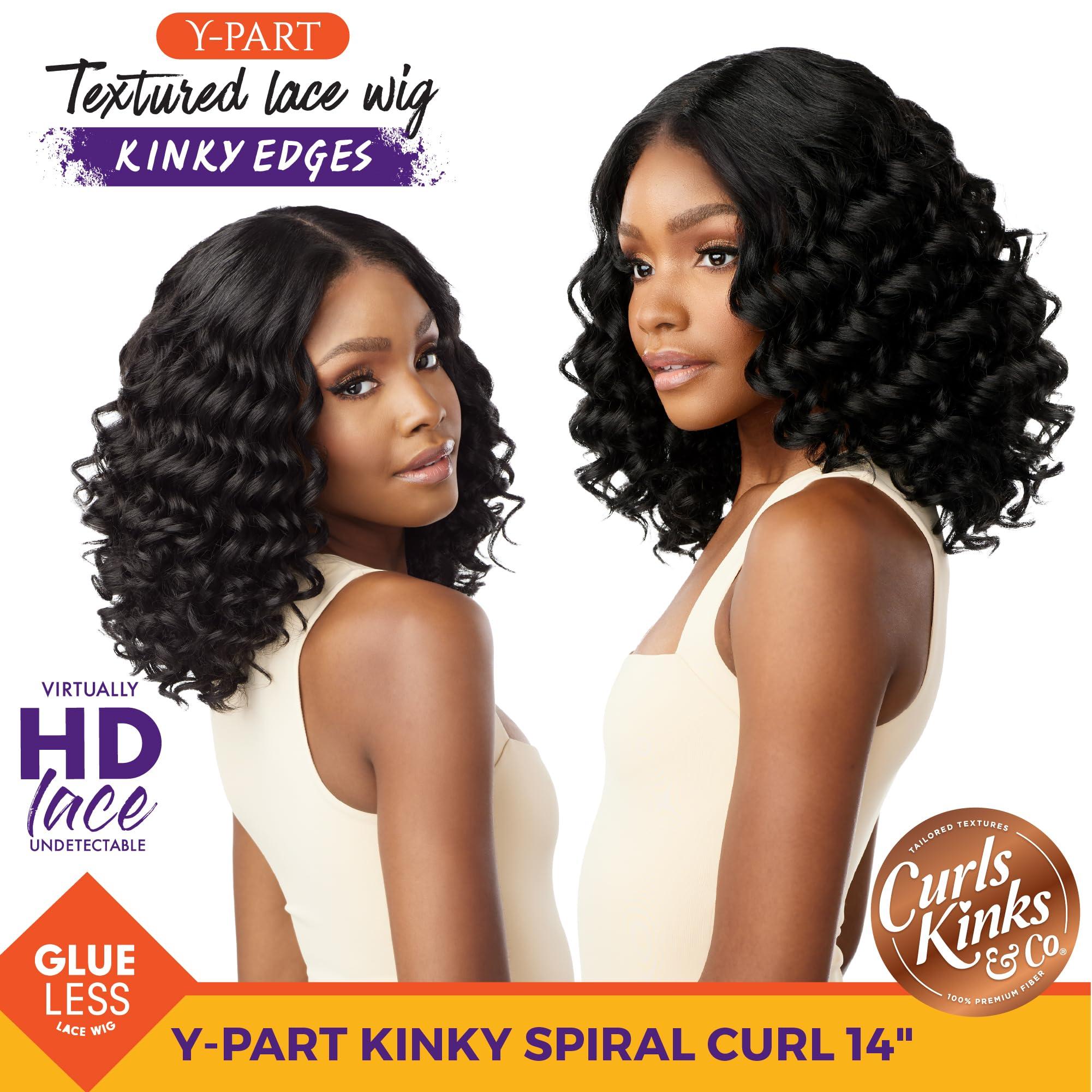 Sensationnel Sensationnel Curls kinksandco kinkyedges wig - kinky spiral curl 14 inch y part lace natural kinkytexture edged hairline for natural 3c to 4c hair textures (1 JETBLACK)